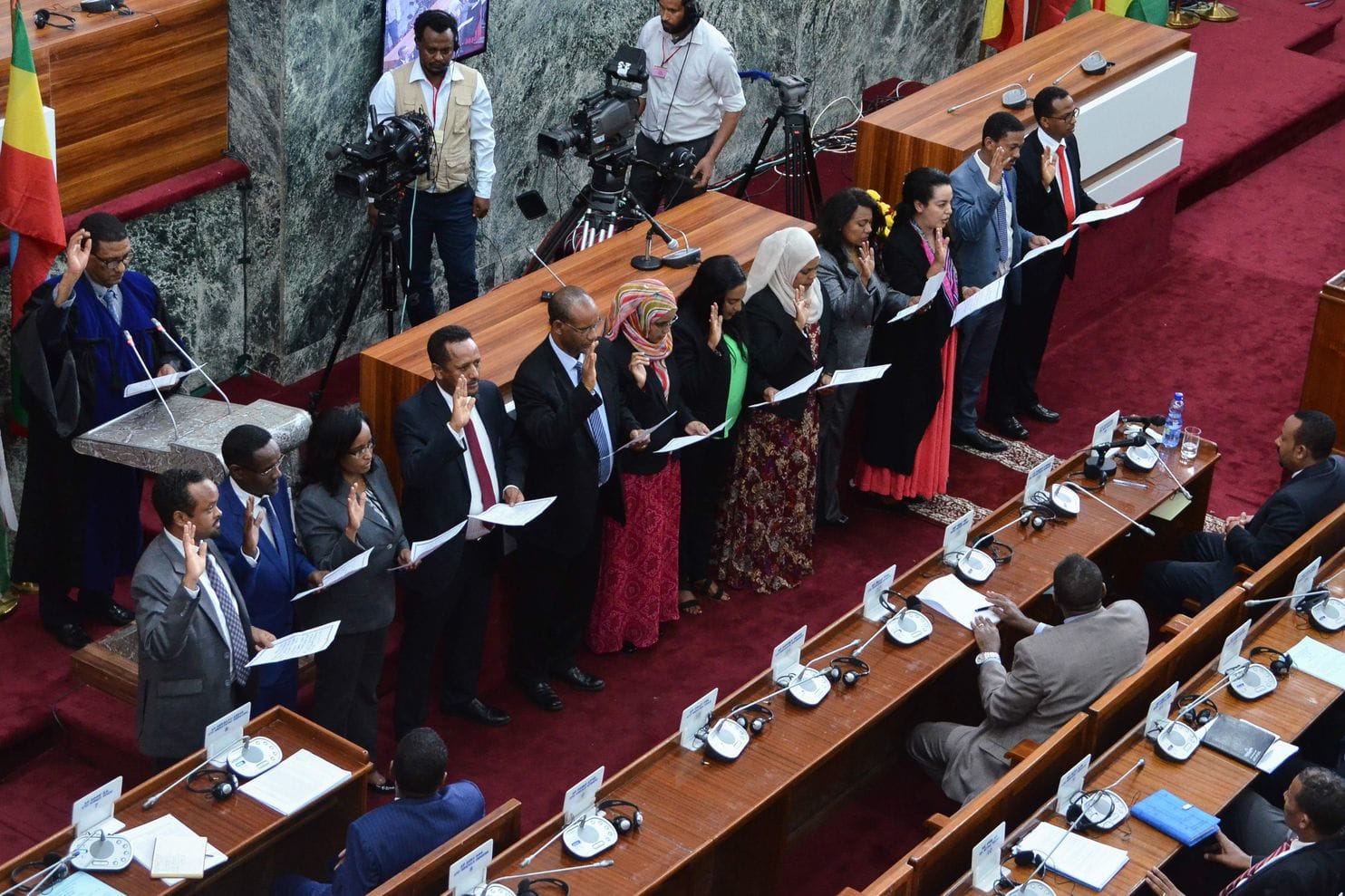 Ethiopia's newly appointed ministers take their oath of office on Tuesday at the parliament in the capital Addis Ababa.