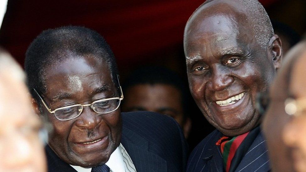 Late Kenneth Kaunda with Late Robert Mugabe (Photo credit BBC)