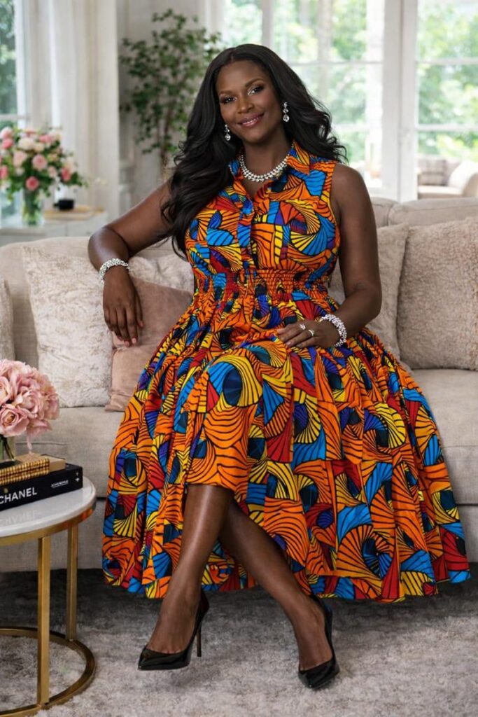 African Print Sleeveless Dress 