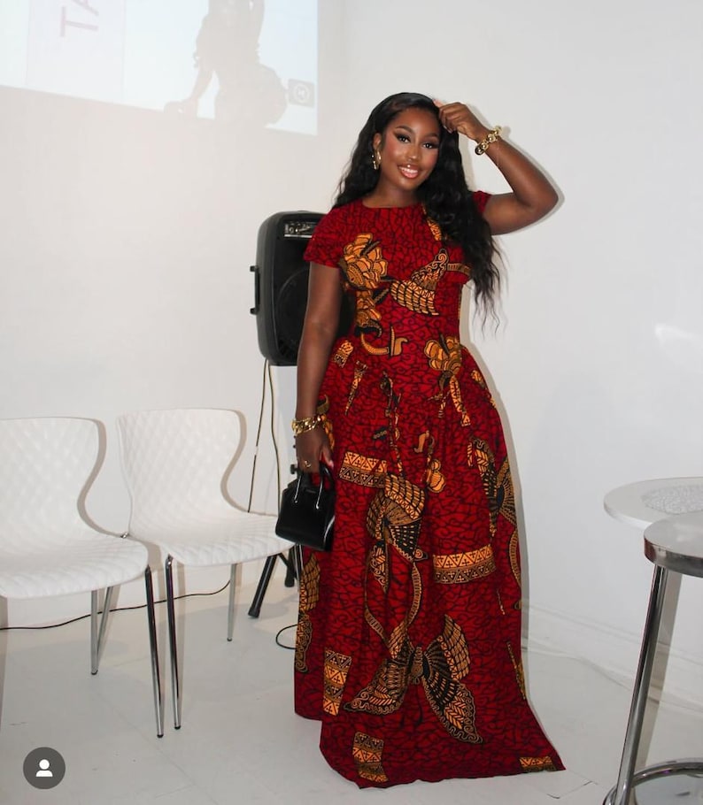 Red Ankara Maxi Dress