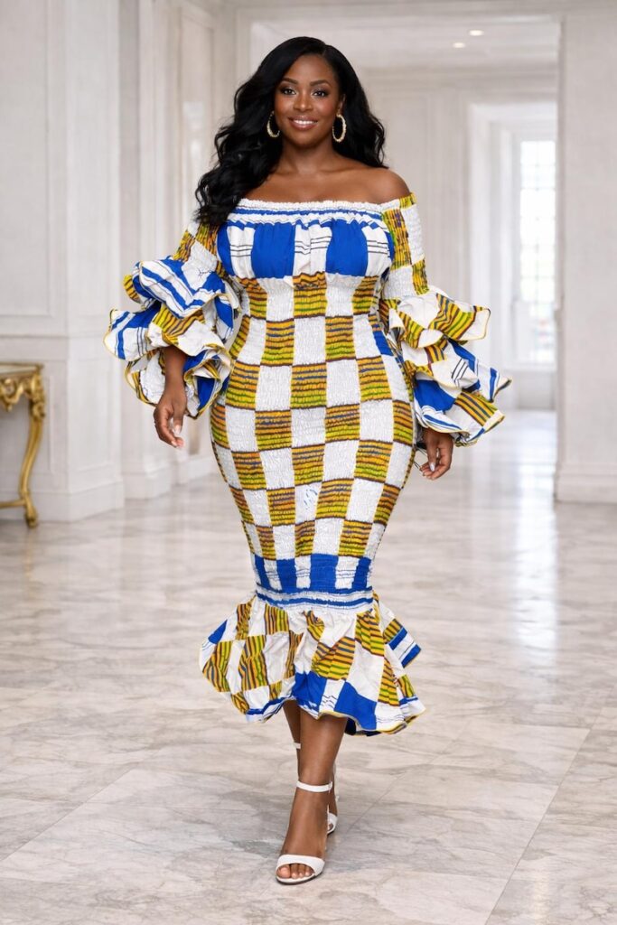 Ankara Maxi Ruffled Sleeve