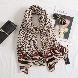 Multi Color Leopard Contrast Scarf for Women