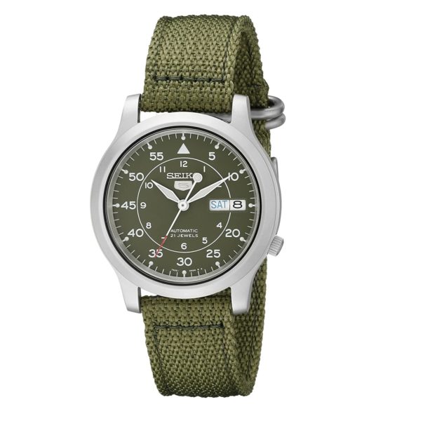 SEIKO Men's SNK805 SEIKO 5 Automatic Stainless Steel Watch with Green Canvas