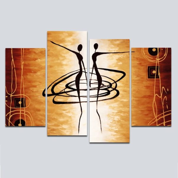 Wieco Art Large 4 Piece Modern Stretched and Framed Giclee