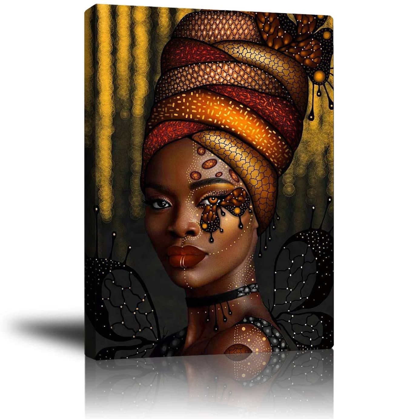 African Wall Art Decor Canvas Artwork Prints Sexy African Woman Beautiful Headdress Decor Photo Paintings for Bedroom