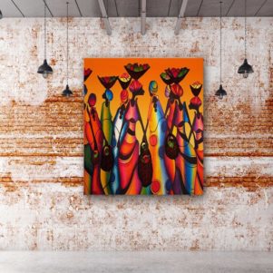 African Art Canvas-African Woman Colorful Abstract Art Poster