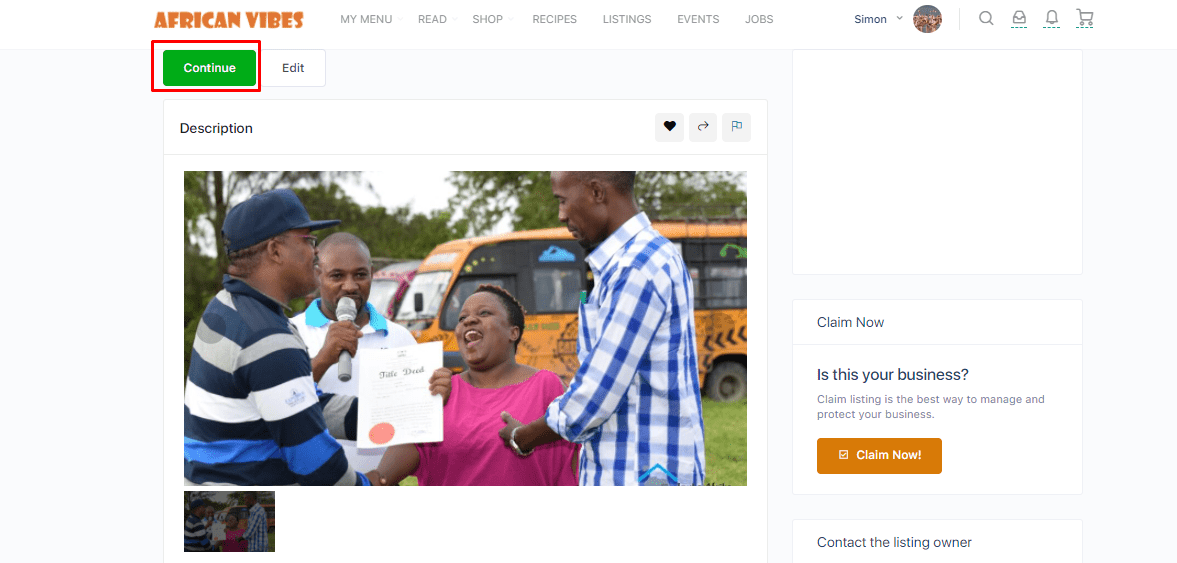 Review listing Changes on African Directory