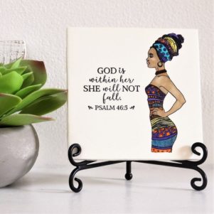 Colorful African art ceramic tile