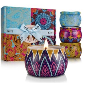 Candle Gifts Set Bohemian Aromatherapy Soy Candles Women Gifts 4.4 oz Scented Candles for Stress Relief, Mother's Day Birthday Gifts, 4 Pack