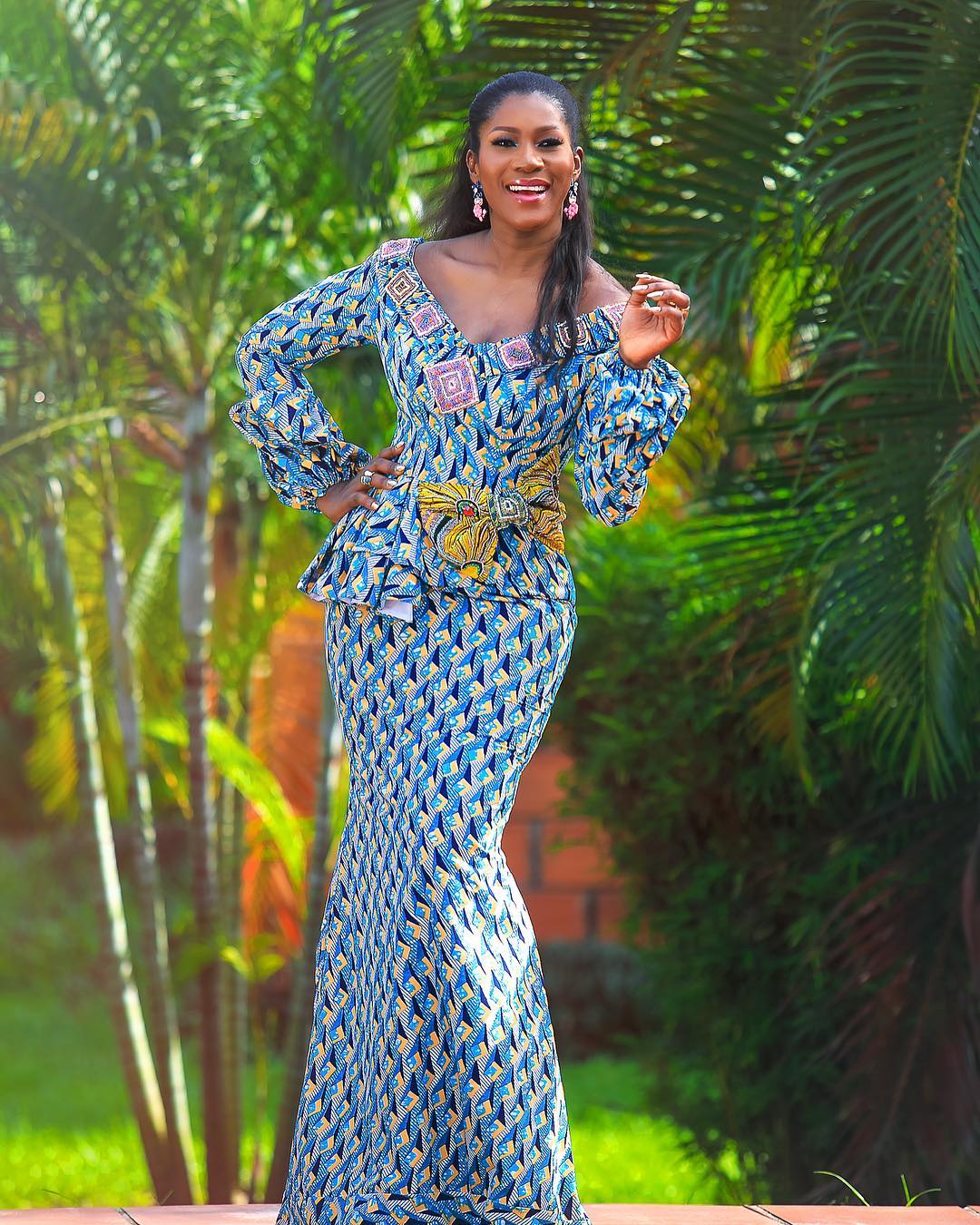 Stephanie Okereke's long-sleeve Ankara dress is simply gorgeous