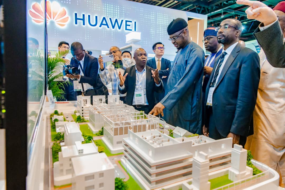 Mr Pantami touring the Huawei pavilion at the GITEX Global event (Photo credit: @PofIsaPantamiTwitter)