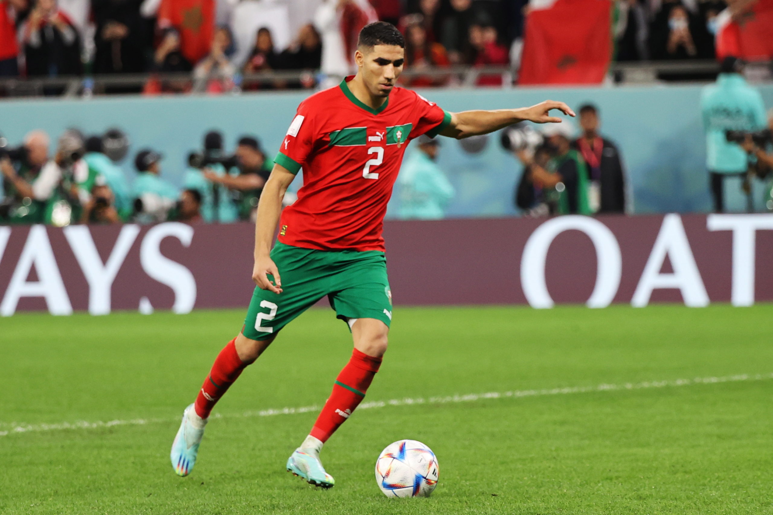 Achraf Hakimi is a crucial part of the Moroccan defense at the Qatar 2022 World Cup(Photo credit: @CAF_Online Twitter)