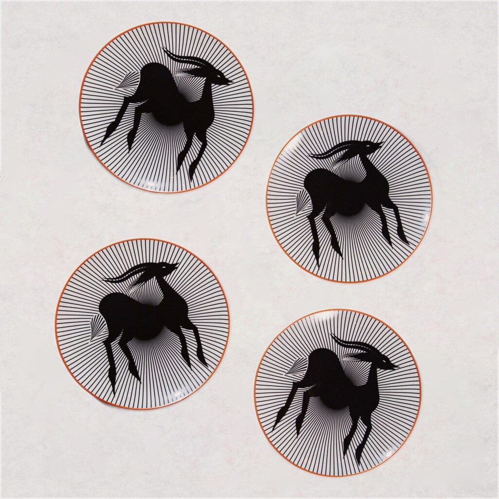 Gazelle Limoges Appetizer Plates Set African Vibes