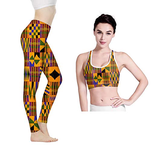 FKELYI Retro Style African Kente Print Ladies Workout Set