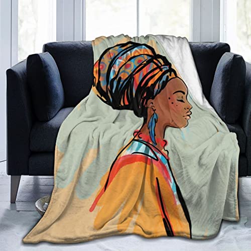 Perinsto African Woman Portrait Throw Blanket