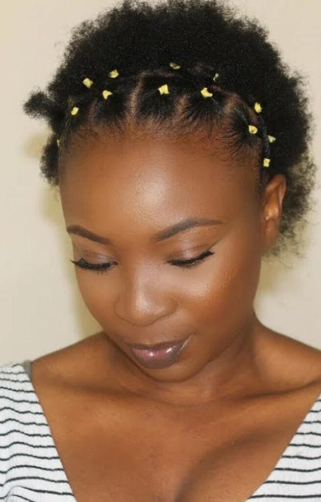 Rubber Band Hairstyle for Short Natural Hair