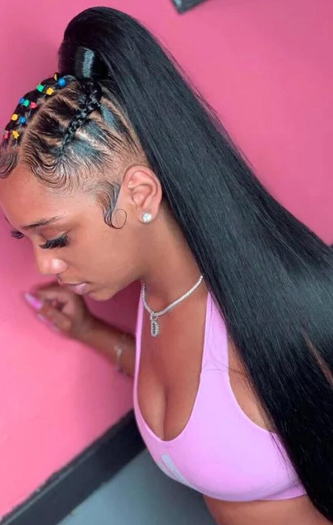 Rubber Band Straight Ponytail Hairstyle