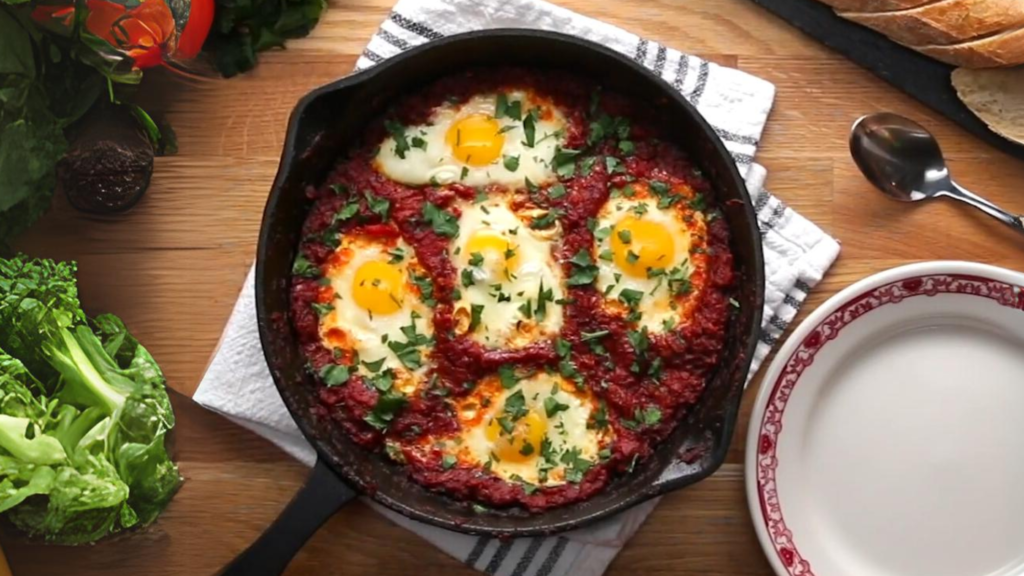 North African-Style Poached Eggs in Tomato Sauce (Shakshouka)