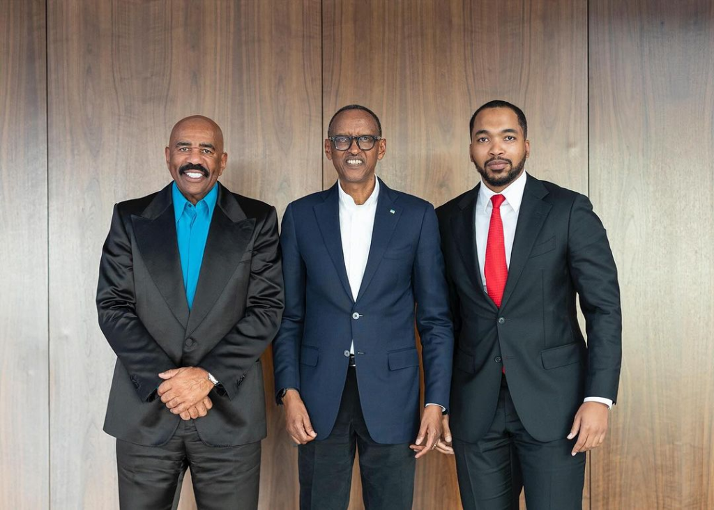 Steve Harvey and President Kagame