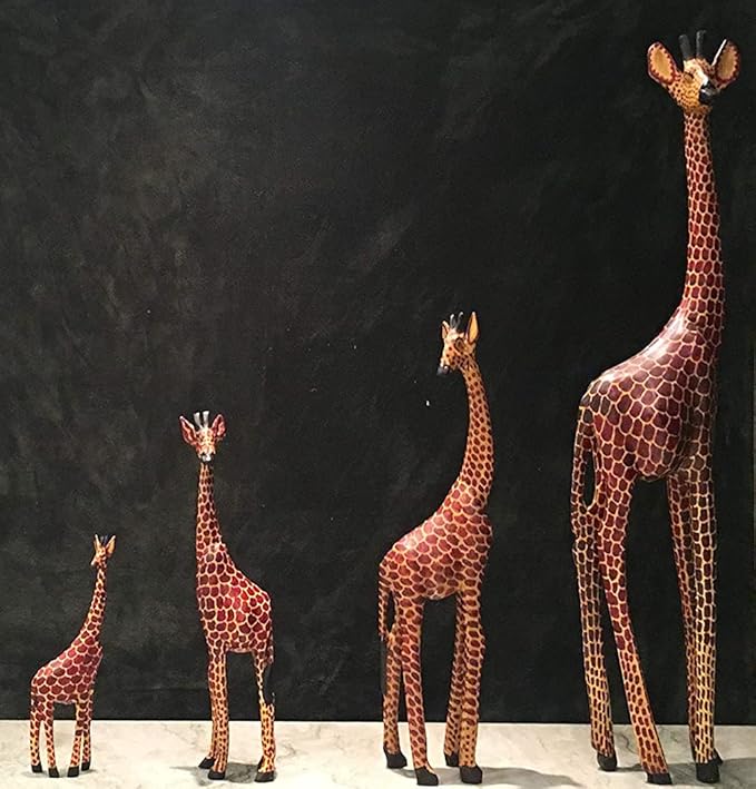 Handcrated Wooden Giraffe statue