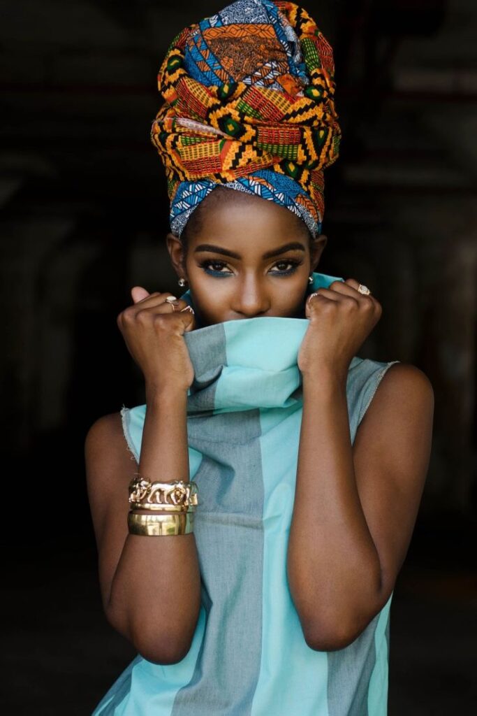 This is one of the African women headwrap styles that keeps you looking young