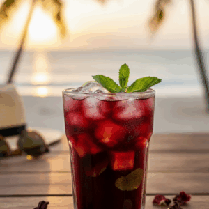 Cameroon Hibiscus Iced Tea with Pineapple (Folere) 1 Folere Drink. Cameroon Hibiscus drink cocktail