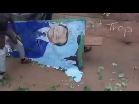 Torn poster of Presient Biya