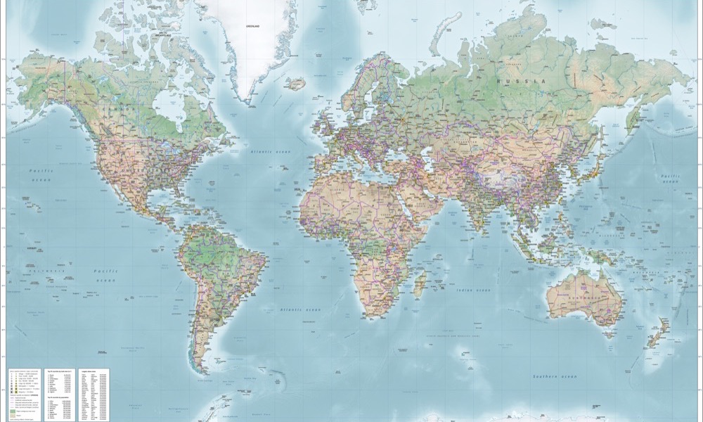 UN Adopts Equal Earth Map, Finally Showing Africa's True Size 2 Mercator projection world map showing Greenland appearing nearly the same size as Africa