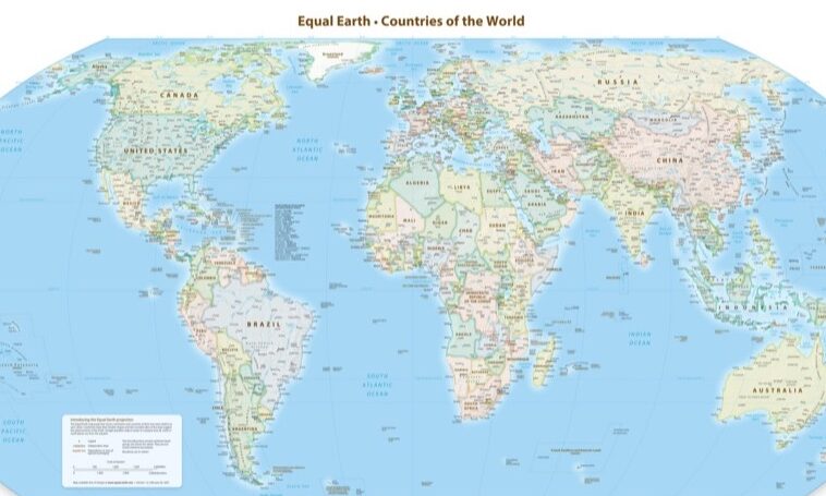 UN Adopts Equal Earth Map, Finally Showing Africa's True Size 1 Equal Earth map showing Africa's true size relative to other continents